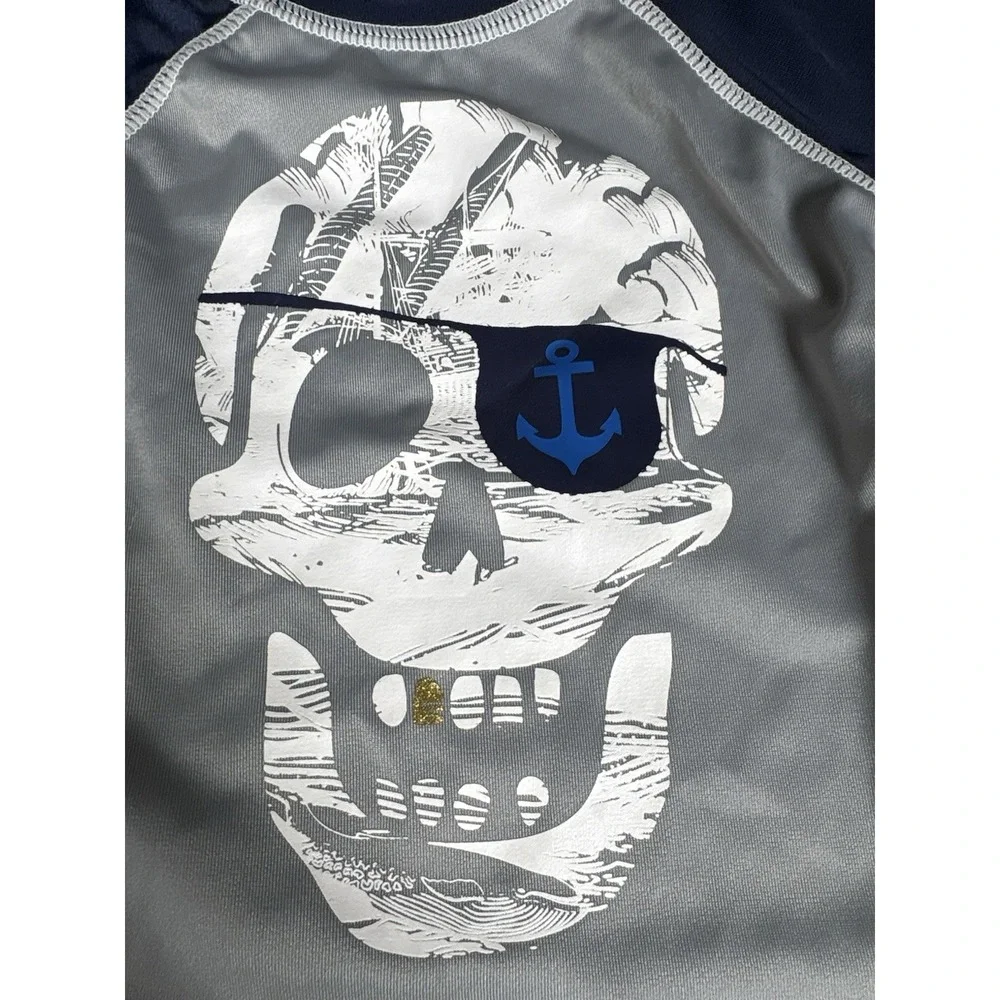 Gymboree Pirate Skull Rash Guard 6-12 Months NWT UPF 50+ Baby Swim Shirt